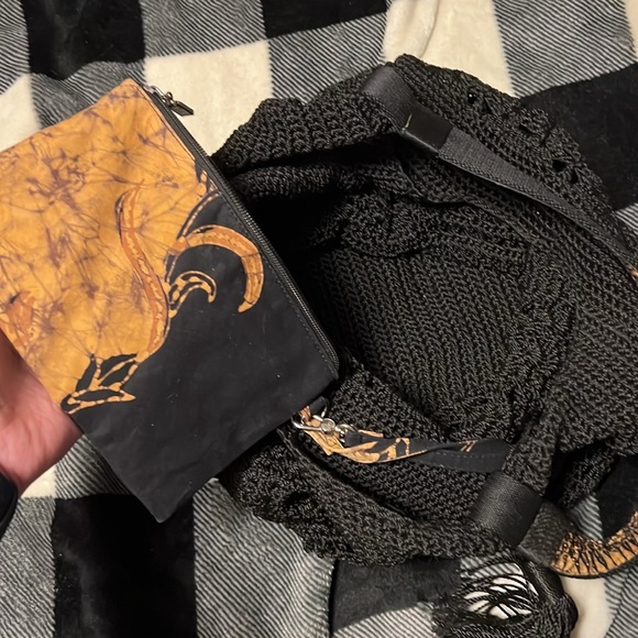 EUC The Sak McClaren Crochet Tote Purse with attached wristlet. Black. - Picture 12 of 17